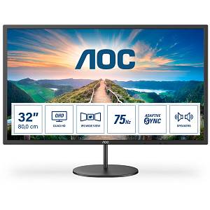 81.3cm/32 (2560x1440) AOC Q32V4 16:9 4ms IPS HDMI DisplayPort VESA Speaker QHD Black