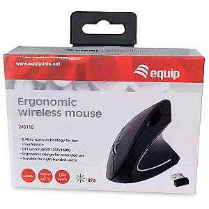 Equip Optische Ergonomic Maus kabellos USB Rechtshänder sw