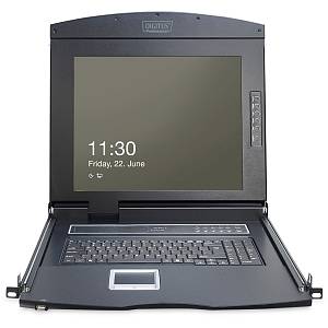 DIGITUS 17 LCD KVM Konsole. 8-Port VGA. deutsche Tastatur