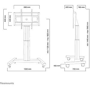 Motorisierter Bodenständer für Flachbild-Fernseher bis 100 150KG PLASMA-M2500SILVER Neomounts
