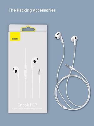 Baseus Headphones In Ear Wired 3.5mm H17 White