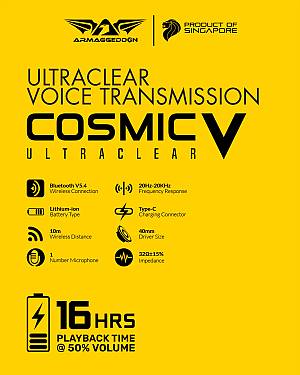 Armaggeddon COSMIC-V Gaming Headset USB+3.5mm+2.4G+BT PU Leather Ultraclear Black