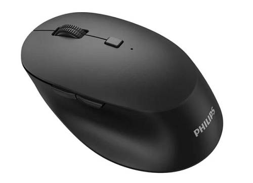 Philips Mouse, 5000 Series Wireless, SPK7507B, 2.4ghz Wireless, Ergonomic Design, 6 Buttons, Work Smoothly Between 3 Devices, Black