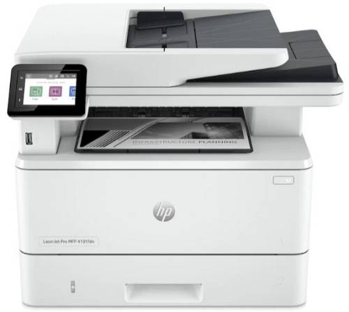 Hp Printer All In One Laser Monochrome Business 4102FDN A4, Print, Scan, Copy, Fax, 40PPM, 1200 Dpi, 512MB, Dc:80K, Duplex, Adf 50P, 2X Trays 350 Sheets, Users: 3-10, USB, Lan, 1YW, Get 3YW Free Ext, Cashback 50€ Until 31/07/25