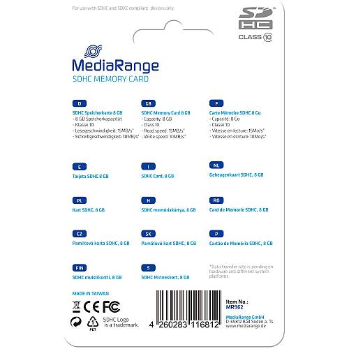 CARD MediaRange Card 8GB SDHC CL.10