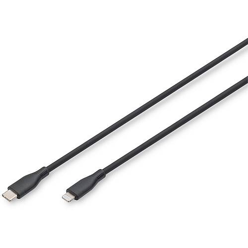 DIGITUS USB 2.0 Kabel Typ C-Lightning Silikon 2m MFI black