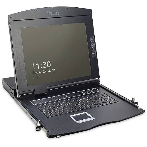 DIGITUS 17 LCD KVM Konsole. 8-Port VGA. deutsche Tastatur