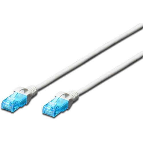 DIGITUS Patchkabel RJ45 U/UTP Cat5e 5.00m weiß Hebelschutz Polybeutel