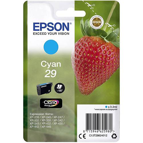 Epson Ink Cartridge Cyan 29, 1 X 3.2 Ml, For Xp-235, Xp-332, Xp-245, Xp-342