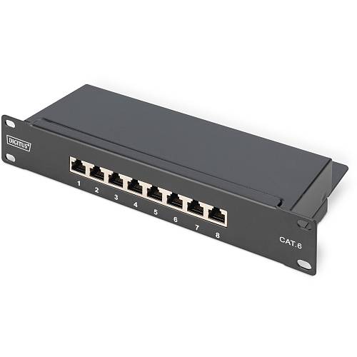 DIGITUS Patchpanel 1HE 8-Port Cat6 ClassE geschirmt schw.