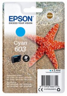 Epson Ink Cartridge Cyan 603, 1 X 2.4 Ml, For Wf-2850, Wf-2870, Xp-2100, Xp-2150, Xp-3100, Xp-3150, 130 Pages