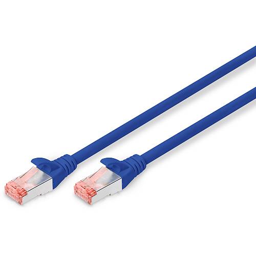 DIGITUS Patchkabel Cat6 S/FTP 2xRJ45 0.5m blue Hebelschutz Polybeutel