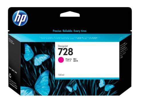 Hp Ink Cartridge Magenta, Hp 728, 130ML, For Designjets T730, T830 Series