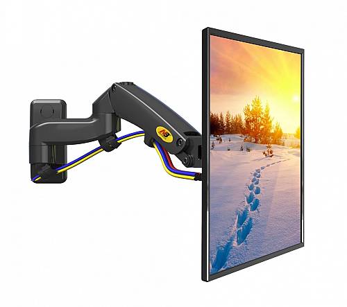 NBmounts F150 Gas Strut Wall Mount Dual Arm 10x10 360 degree rotation Black