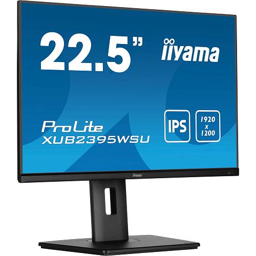 57.2cm/22.5 (1920x1200) iiyama ProLite XUB2395WSU-B5 16:10 IPS 4ms 75Hz VGA HDMI DisplayPort USB VESA Speaker HAS Pivot Black