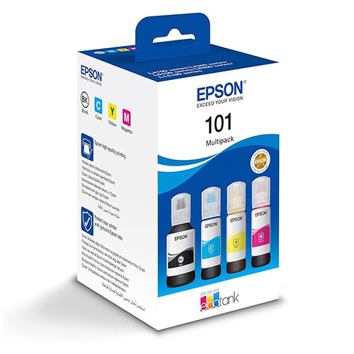 Epson Ink Bottle 101 Ecotank 4-colour Multipack, For Its 4 Clr, L4150, L4160, L6160, L6170, L6190, L14150, L6276, L4266, L4260, L6260, L6270, L6290