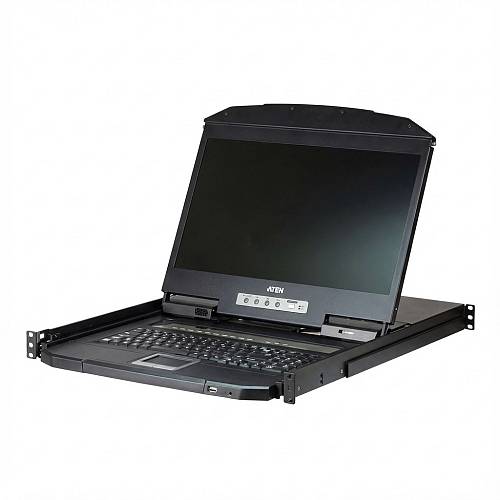 ATEN CL3108NX KVM-Switch 46.99cm 18.5Zoll TFT VGA PS/2-USB 8 Port Tastaturlayout Deutsch