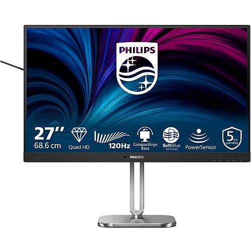 PHILIPS 68.58cm 27Z 2560x1440 120Hz IPS Flat H/A 150 MM TUV EyeSafe certified USB HUB SPEAKERS Power/Light sensor DP 2xHDMI 350cd/m2