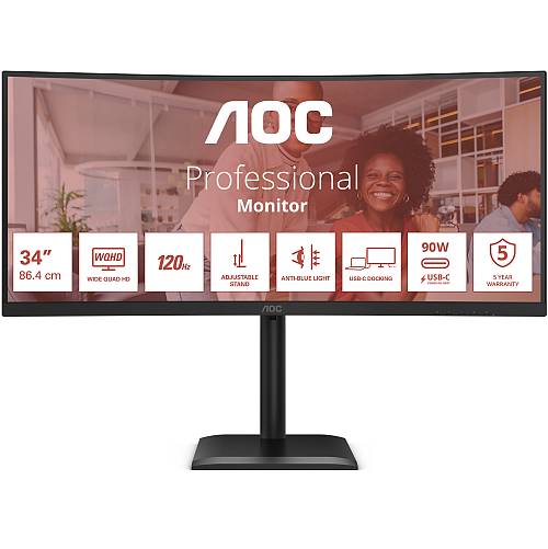 AOC 86.0cm (34) CU34E4CV 21:09 2xHDMI+DP+USB-C Curved blk