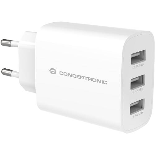 CONCEPTRONIC Ladegerät 3Port 3xUSB-A 30W 5.0V/2.4A ws