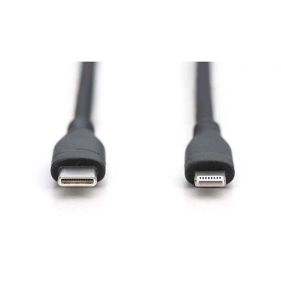 DIGITUS USB 2.0 Kabel Typ C-Lightning Silikon 0.5m MFI schwa
