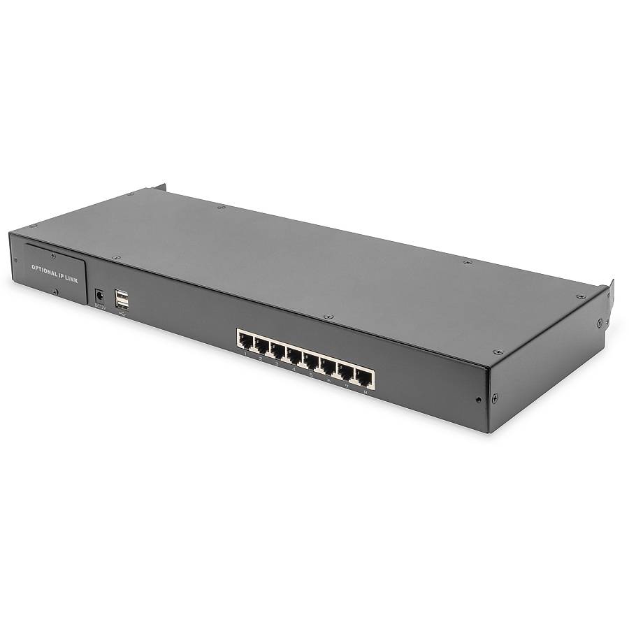 DIGITUS Modulare HD LCD KVM Konsole mit 17 TFT. 8-Port CAT 5 KVM Anschluss. Touchpad. US Tastaturlayout