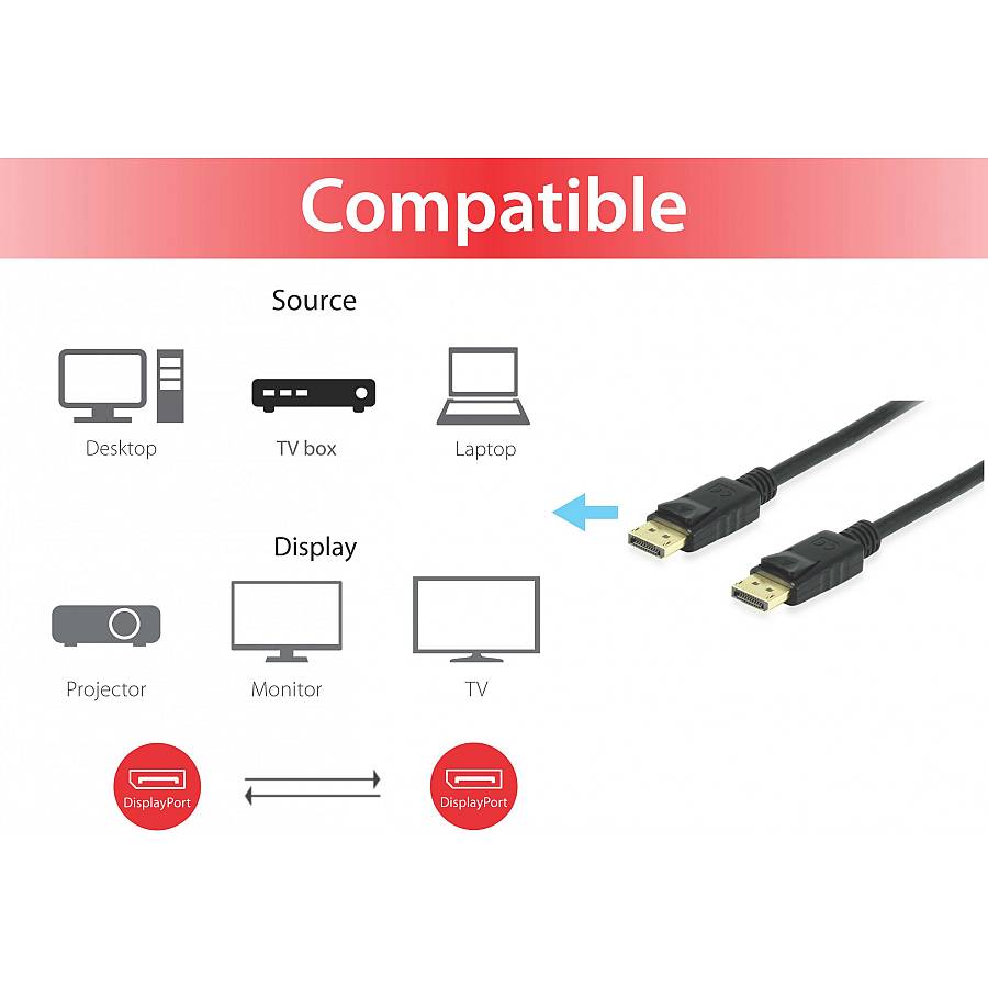 Equip DisplayPort 1.4 St/St10.00m 8K/60Hz komp.HDCP black