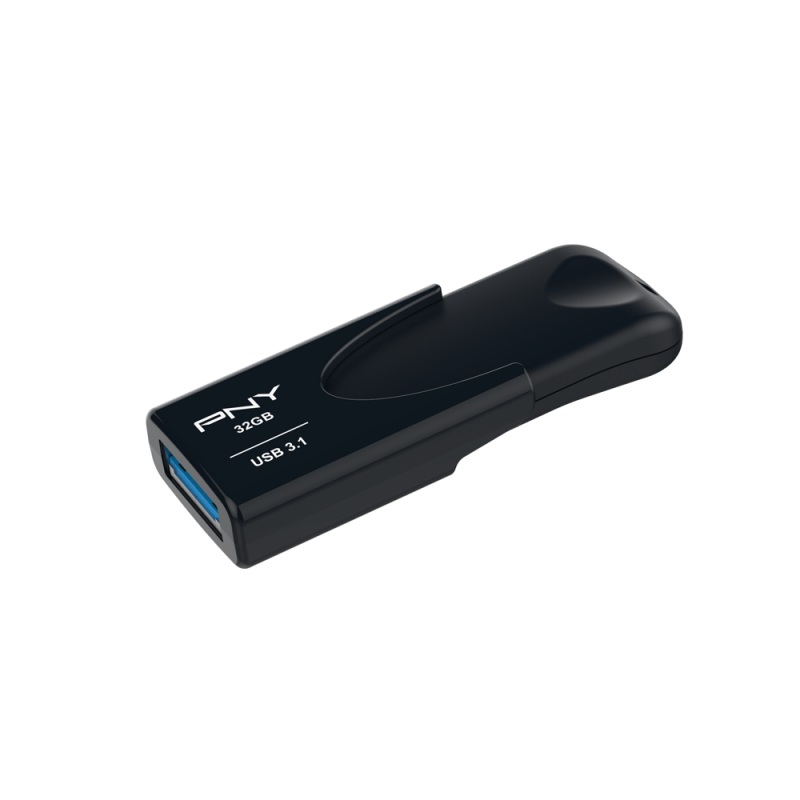 PNY Flash Drive Attache 4 USB 3.1 Stick 32GB Capless Slider Black FD32GATT431KK