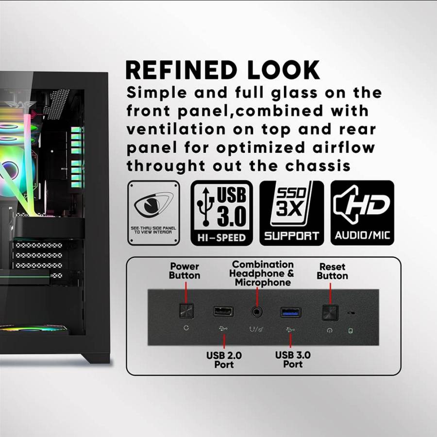 Armaggeddon Gaming Case ATX AQUARON PRO Black