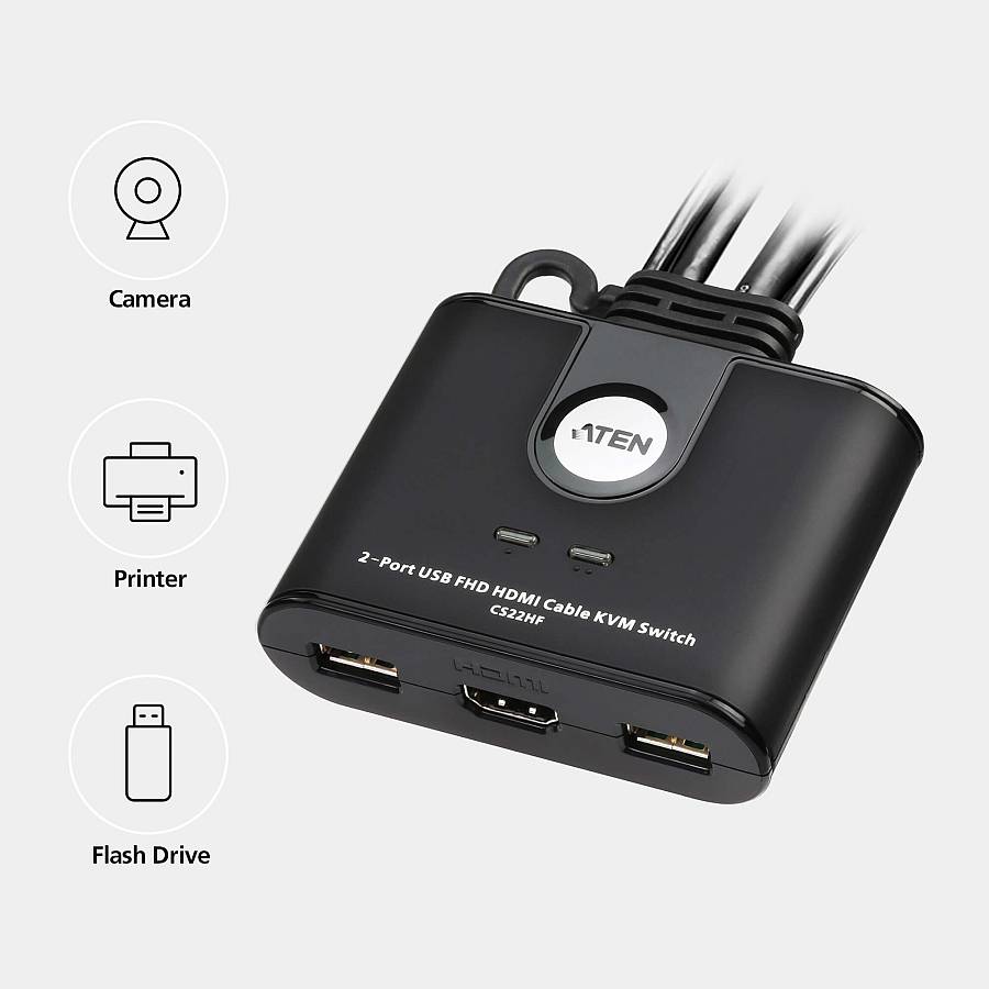 ATEN CS22HF USB FHD HDMI Kabel Switch 2-Port
